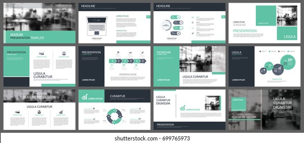 Green Presentation Templates Infographics Elements Background Stock ...