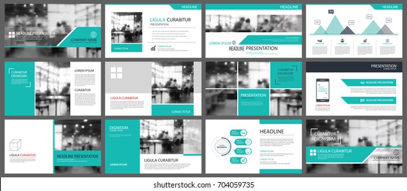 Modelos de apresentação verde e elementos infográficos fundo. Use para relatório anual de negócios, flyer, marketing corporativo, folheto, publicidade, folheto, estilo moderno.