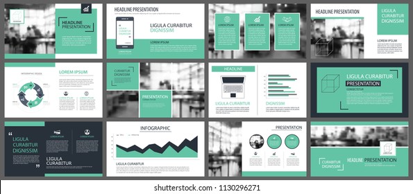 Green presentation templates for slide infographics elements background. Use for business annual report, flyer design, corporate marketing, leaflet, advertising, brochure, modern style.