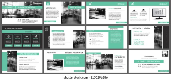 Green presentation templates for slide infographics elements background. Use for business annual report, flyer design, corporate marketing, leaflet, advertising, brochure, modern style.