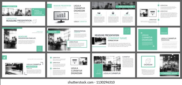 Green presentation templates for slide infographics elements background. Use for business annual report, flyer design, corporate marketing, leaflet, advertising, brochure, modern style.