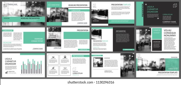 Green presentation templates for slide infographics elements background. Use for business annual report, flyer design, corporate marketing, leaflet, advertising, brochure, modern style.