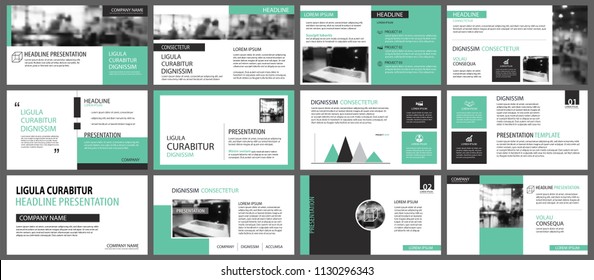 Green presentation templates for slide infographics elements background. Use for business annual report, flyer design, corporate marketing, leaflet, advertising, brochure, modern style.