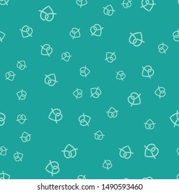 Green Pretzel icon isolated seamless pattern on green background. German comfort food pastry. Oktoberfest festival.  Vector Illustration