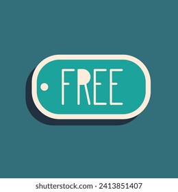 Green Price tag with an inscription Free icon isolated on green background. Badge for price. Promo tag discount. Long shadow style. Vector Illustration