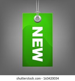 Green price tag NEW. Vector design elements