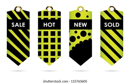 green price tags with special black design