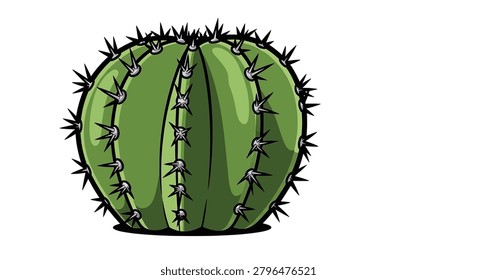 Green prickly cactus plant closeup view