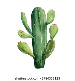 Green Prickly Pear Cactus closeup