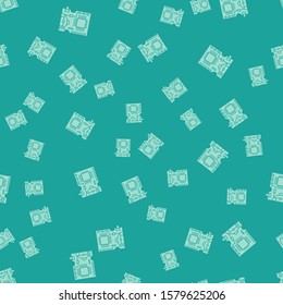 Green Printed circuit board PCB icon isolated seamless pattern on green background.  Vector Illustration