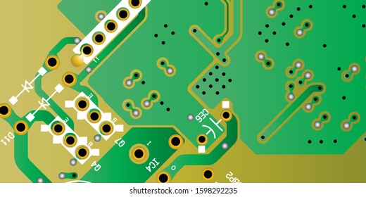 Green printed circuit board (PCB) with no components fit (Macro)