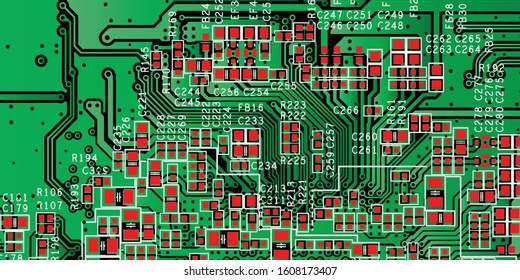 Green printed circuit board (PCB) with no components fit (Macro)