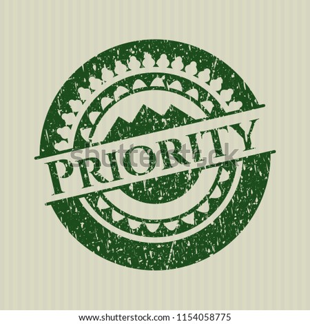 Green Priority grunge seal