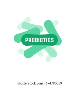 green probiotics bacteria logo. concept of healthy nutrition ingredient for therapeutic purposes. simple flat style trend modern logotype graphic design isolated on white background