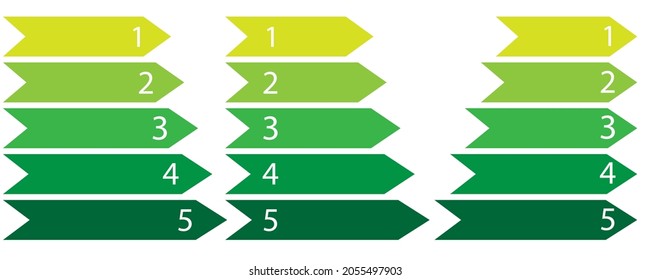 Conjunto de iconos de flecha de proceso verde. Antecedentes comerciales. Diseño de promoción. Arte plano. Ilustración vectorial. Imagen de archivo. 