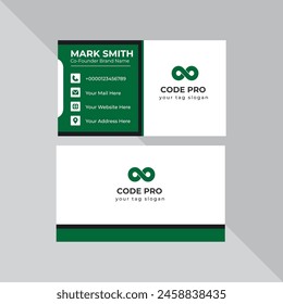 Green professional business card design, modern business card design