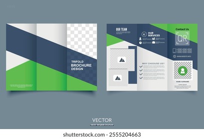Green Professional clean modern and corporate trifold brochure template. layout design
