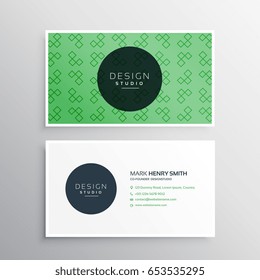 green professional elegant business card design with pattern