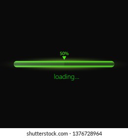 Green progress loading bar vector illustration, technology concept