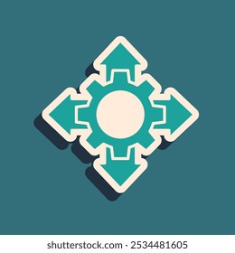 Green Project team base icon isolated on green background. Business analysis and planning, consulting, team work, project management. Long shadow style. Vector