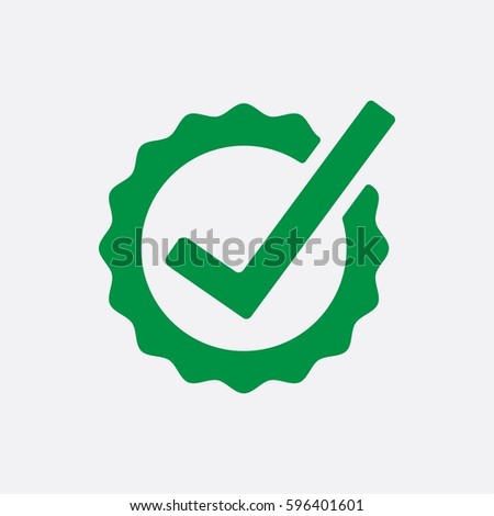 Green proof icon. Check concept vector.  button symbol. mark in round sign. illustration.