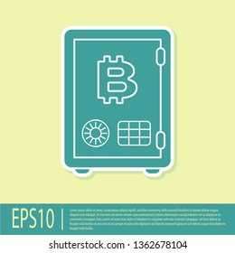 Green Proof of stake icon isolated on yellow background. Cryptocurrency economy and finance collection. Flat design. Vector Illustration