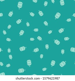 Green Propane gas tank icon isolated seamless pattern on green background. Flammable gas tank icon.  Vector Illustration