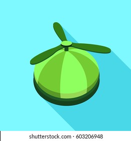 Green propeller hat icon. Flat illustration of green propeller hat vector icon for web