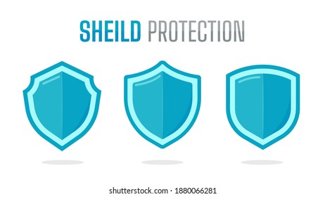 Green protective shield with a plus sign in the middle. Concept of protection from virus