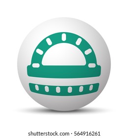 Green Protractor Ruler icon on white sphere