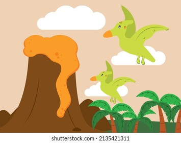 green pterodactilos poster on sky