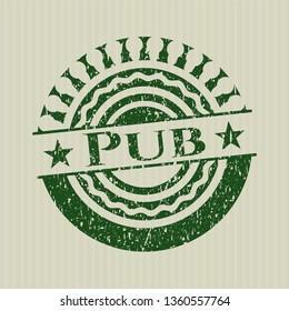 Green Pub distressed rubber stamp