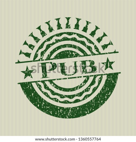 Green Pub distressed rubber stamp