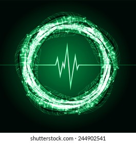 green pulse Light Abstract Technology background for computer graphic website and internet.