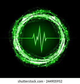 green pulse Light Abstract Technology background for computer graphic website and internet.