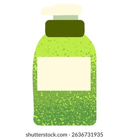 Green pump bottle for organic skincare or cleansing product in flat vector illustration
