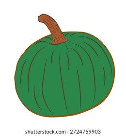 Uma abóbora verde com um tronco marrom.