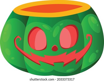 Green pumpkin halloween vector art and illustration