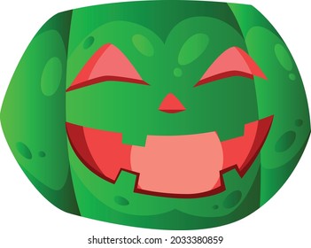 Green pumpkin halloween vector art and illustration