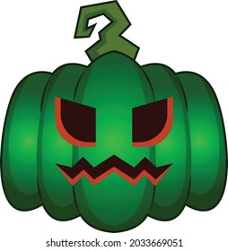 Green pumpkin halloween vector art and illustration