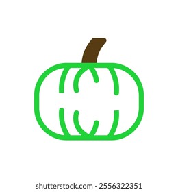 Green pumpkin icon. Concept of Halloween, autumn, and harvest.