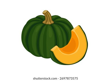 Calabaza verde aislada sobre fondo blanco	