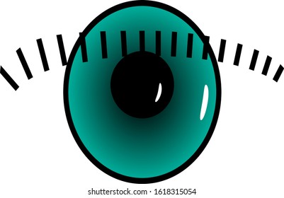 
Green pupil of the eye with black eyelashes. Abstract stylized vector drawing. Vision. Ophthalmology. Eye icon.