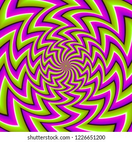 Green and purple background. Spin illusion.