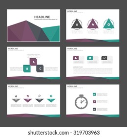 Green purple black Infographic elements presentation template flat design set for brochure flyer leaflet