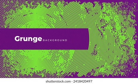 Green and Purple Circle Lines Background with Grunge Effect