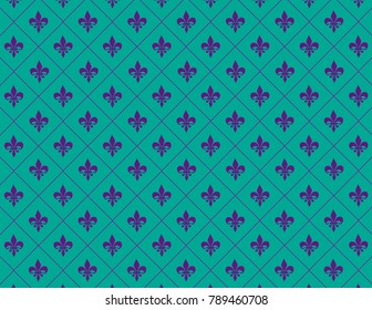 Green and Purple Fleur de Lis Background