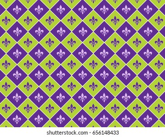 Green and Purple Fleur-de-lis Background