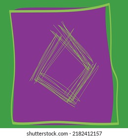 Green and purple geometric shapes, abstract hand drawn illustration, vector