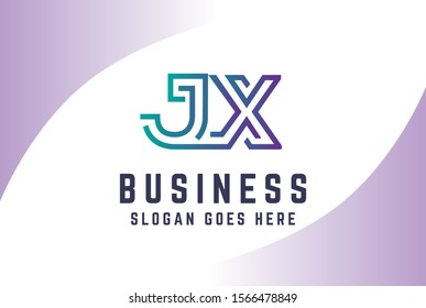 Green purple gradient initial letter JX logo vector template